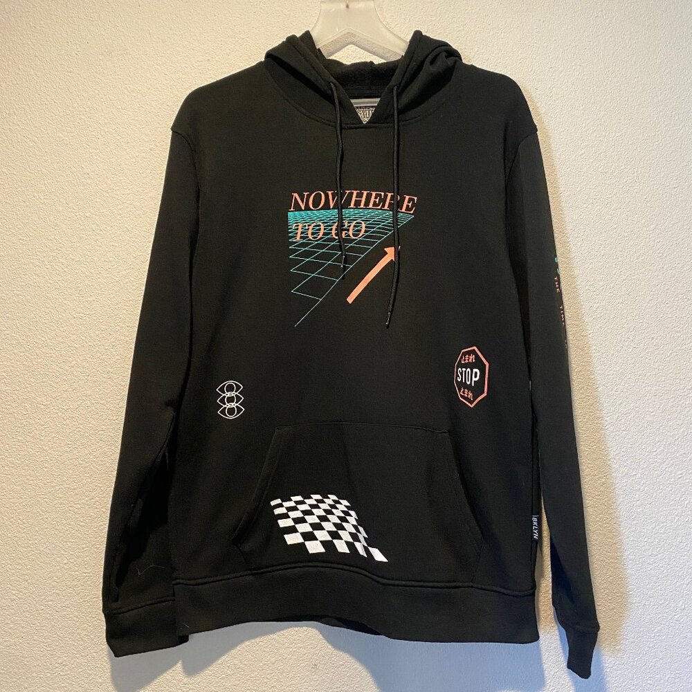 Brooklyn Cloth Black Hoodie Medium | "Nowhere to Go" Graphic‎ Pullover